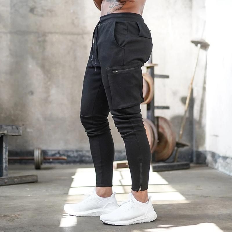 Sports Pants for Mens Tracksuit Capris Fashioned With Zipper Design For Gym Fitness Training Cotton Fitness