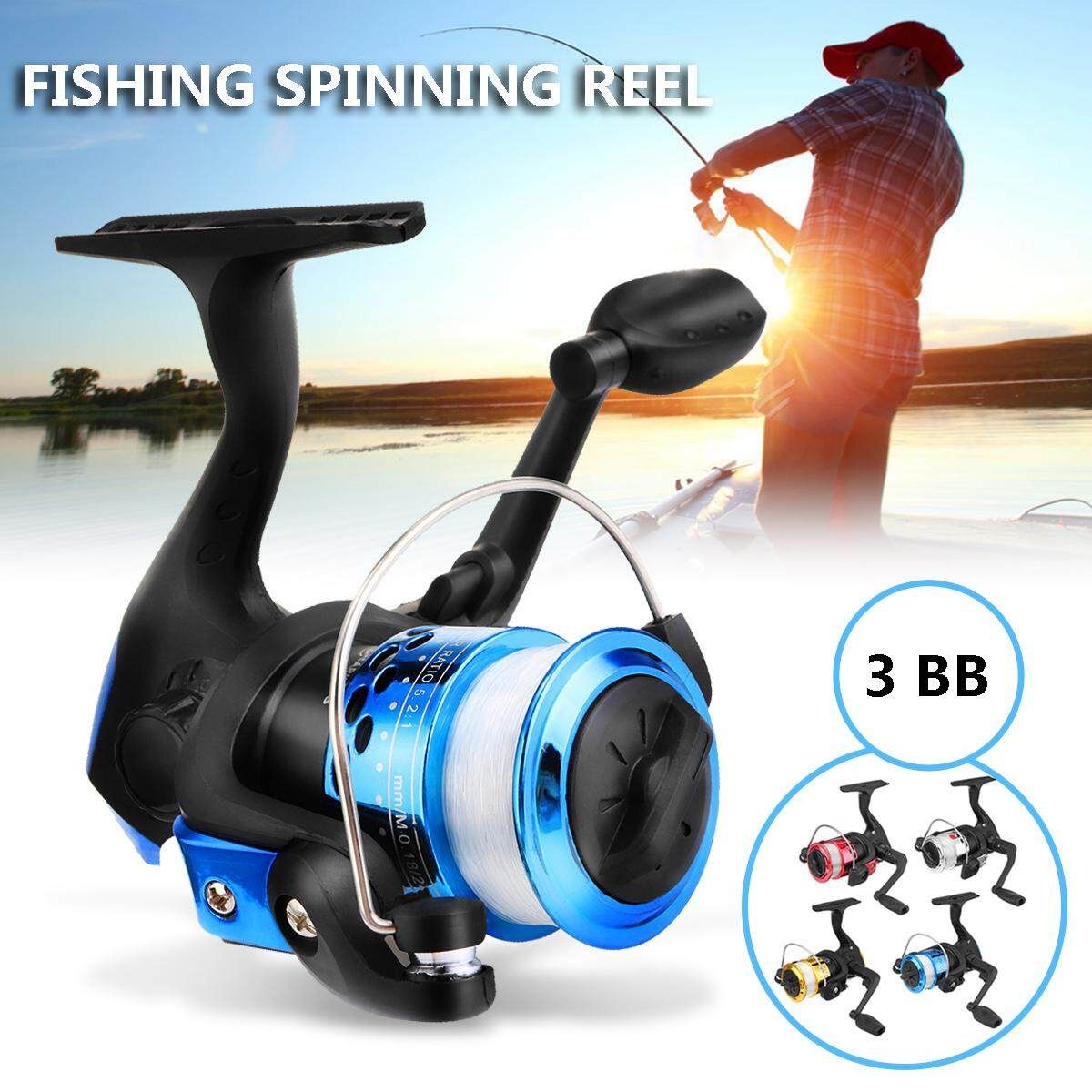HT200 3 Bearings Spinning Reel Fixed Pool Sea Tackle HT200 With Line Blue