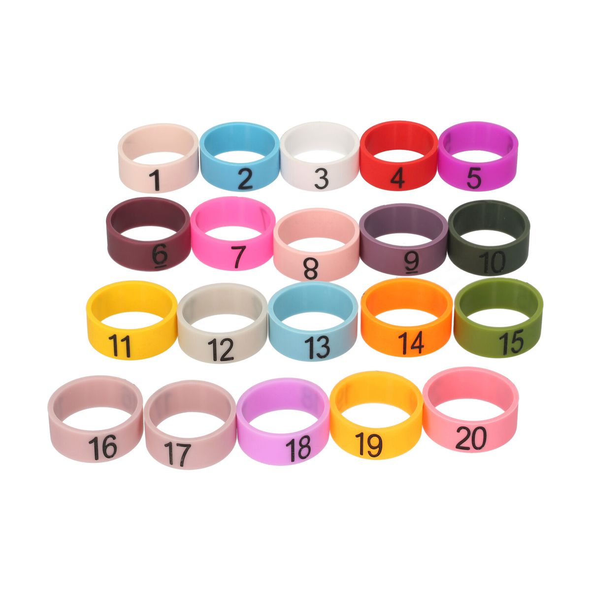 20 PCS Microphone Colored ID Rings Number 1 To 20