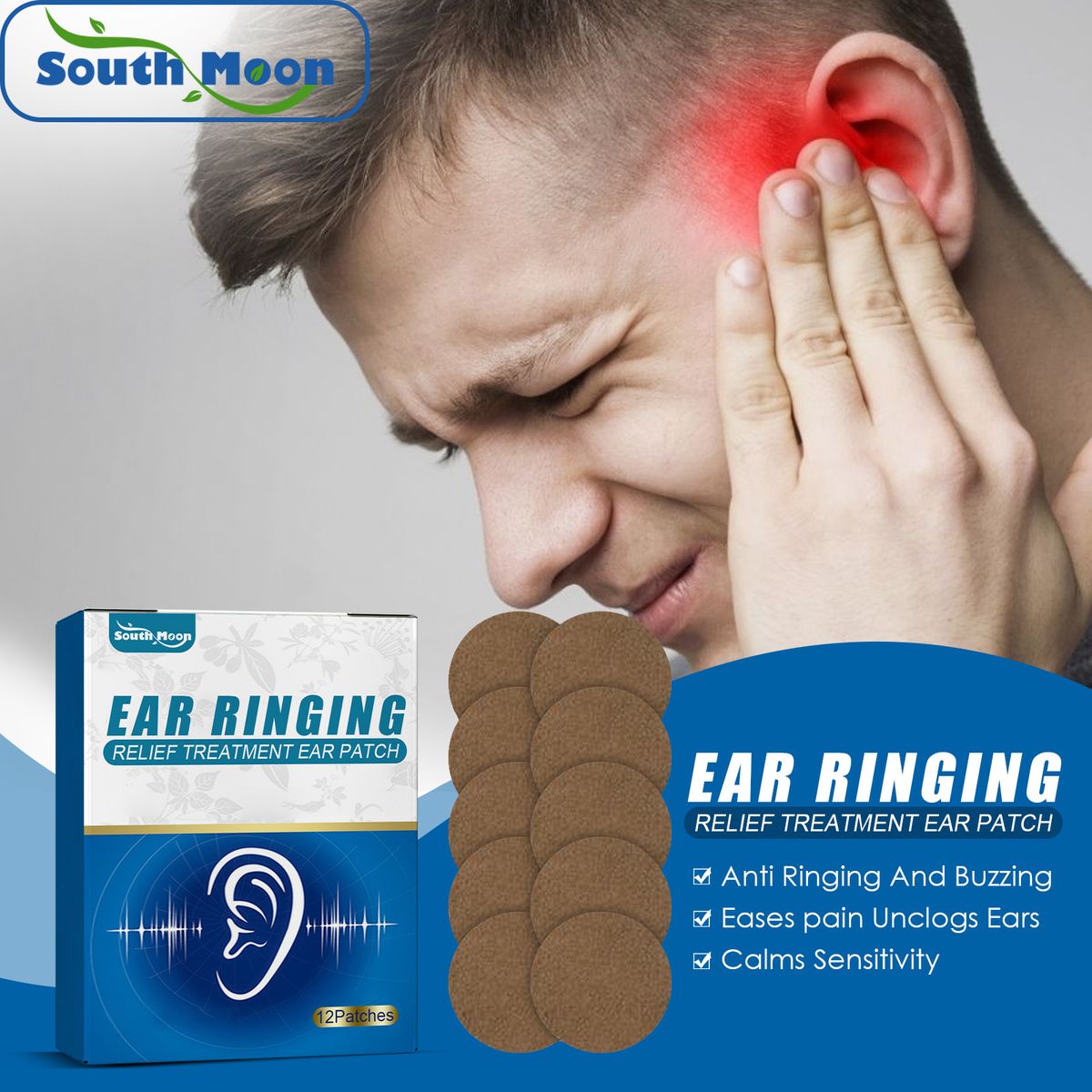 10-12Pcs Tinnitus Relief Patch Anti Ringing Buzzing