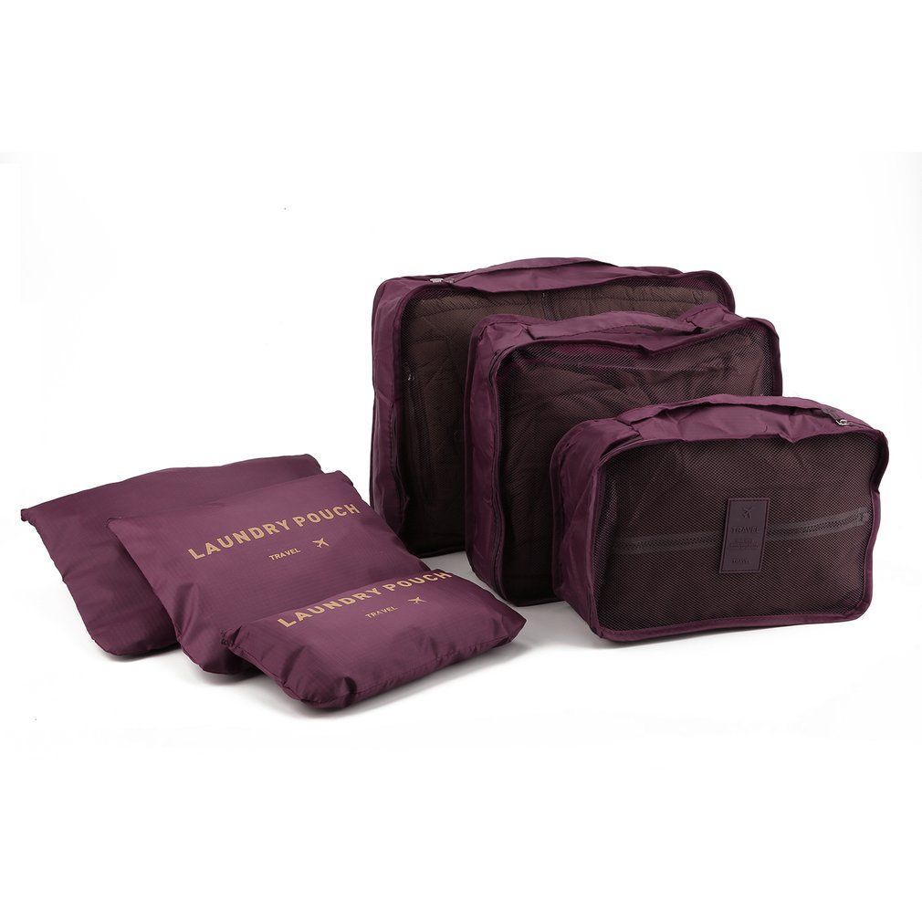 6 Pcs/Set Square Travel Luggage Storage Bags Clothes Organizer Pouch Case