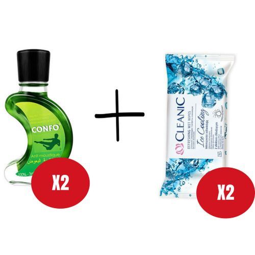 Confo Liquid Drops: Effective Solution For Cold, Sleep, And Pain Relief ×2 Pcs + Ice Cooling Cleanic Refreshing Antibacterial Wet Wipes X2