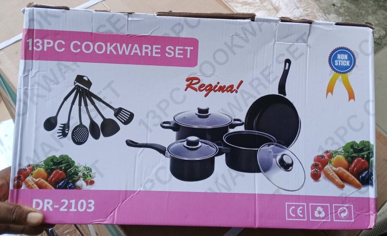 13 Pieces Of Cookware Non-Stick Pots. SMALL IN SIZE