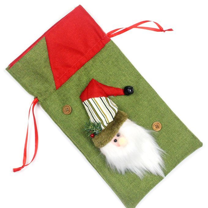 Portable Drawstring Christmas Linen Gift Apple Candy Bag-