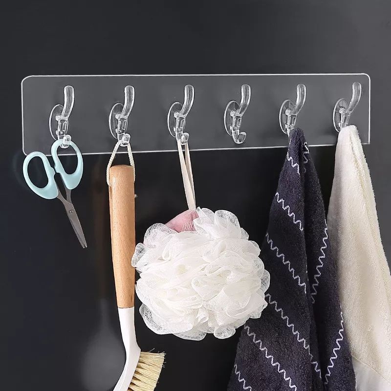 6 -in-1 Strong Self-adhesive Double Hook, Wall Door Hanger