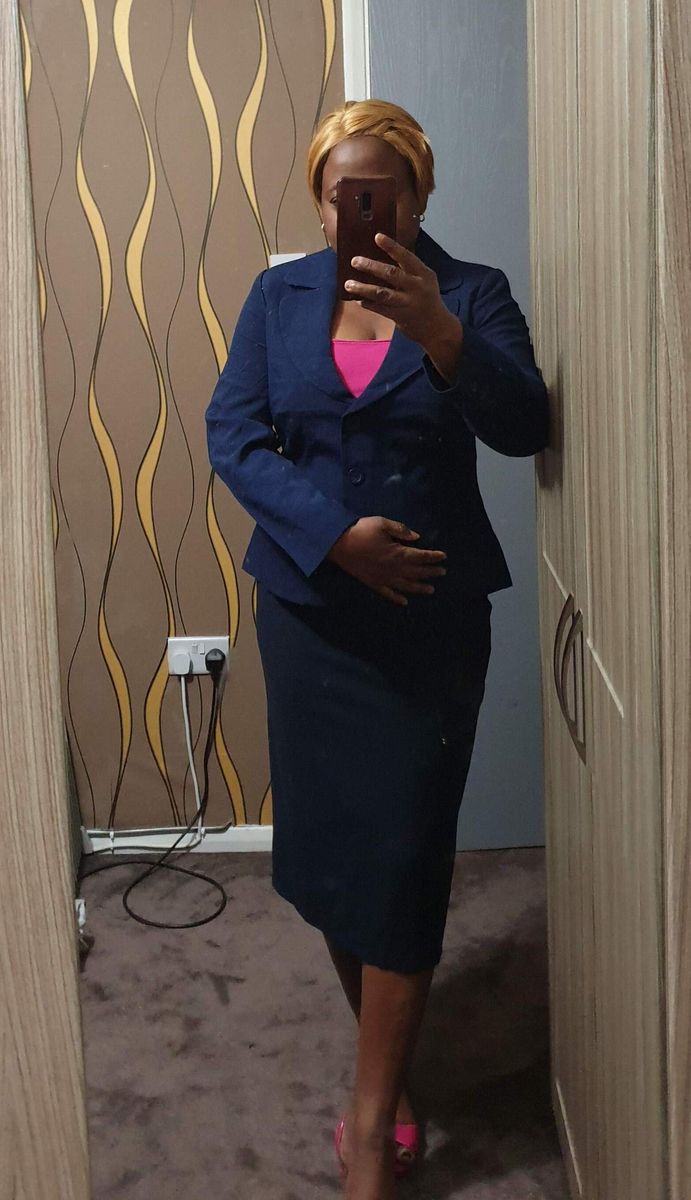OFFICE/COOPERATE LADIES LAPEL COLLAR BLAZER-NAVY BLUE