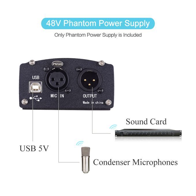 48V   Supply Box For Condenser Microphone Studio Music