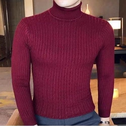 Men/Women Turtle Neck Top/ Cooperate Wine
