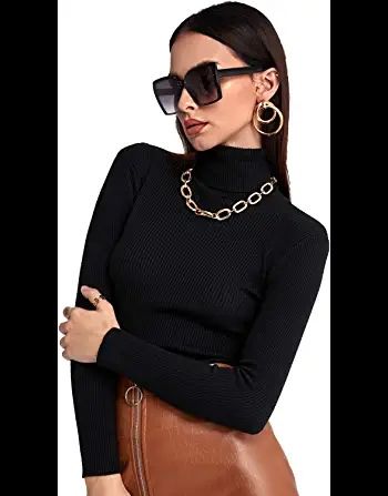 Turtle Neck Long Sleeve For Female - Black