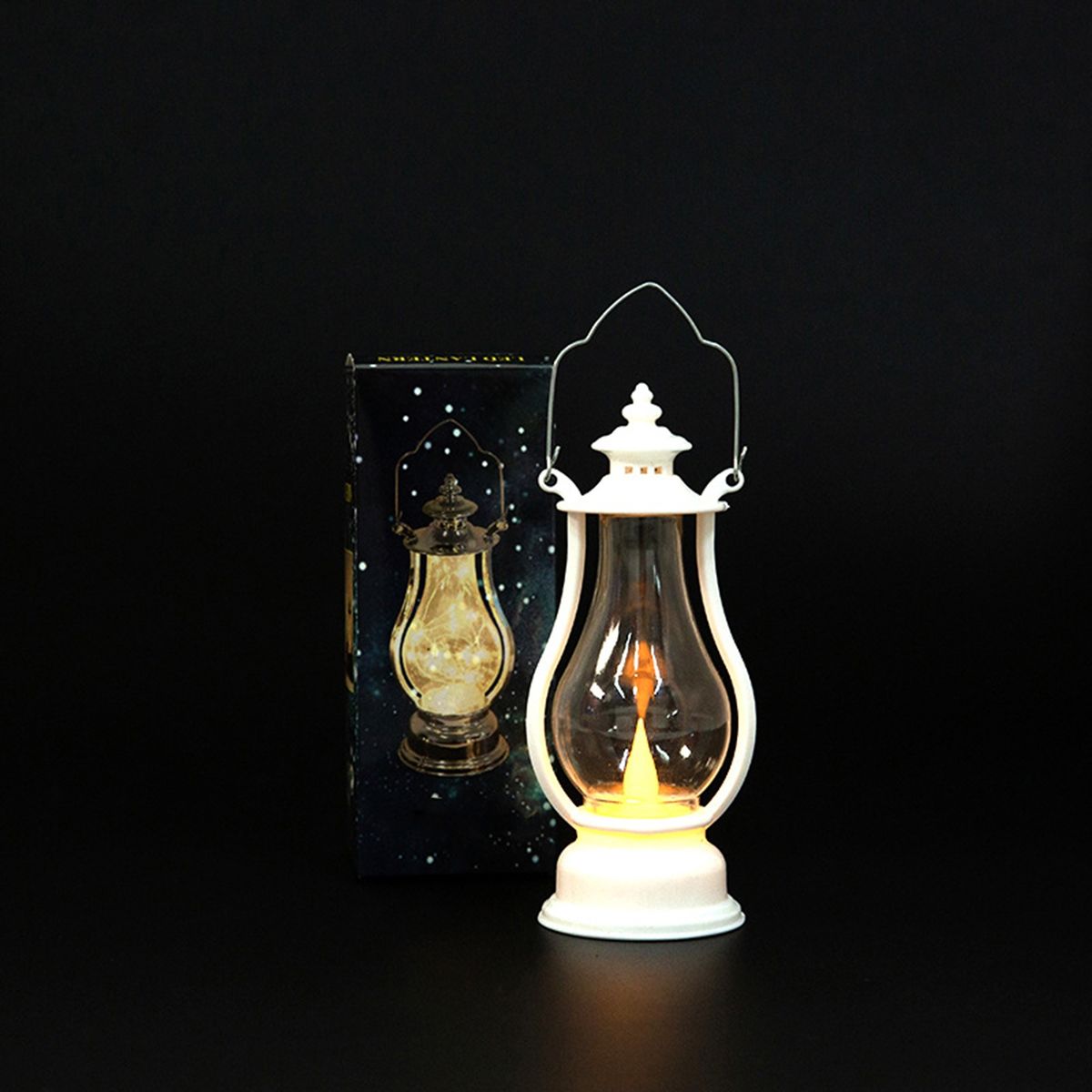 Electronic Candle Light Hanging LED Lantern Lamp White