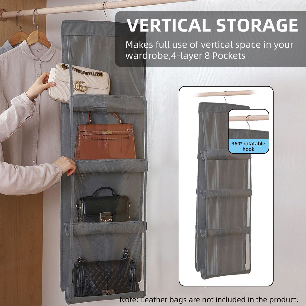 4-layer Handbag Purse Dust-proof Organizer With 8 Pockets