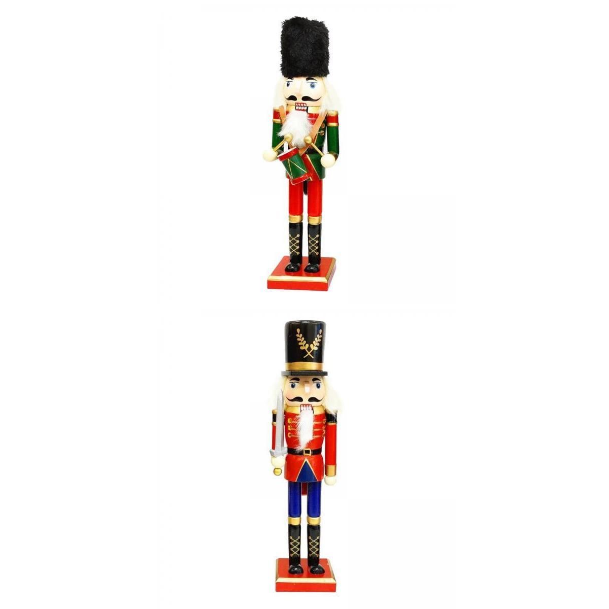 2 Pcs Traditional Wooden Soldier Nutcracker Christmas