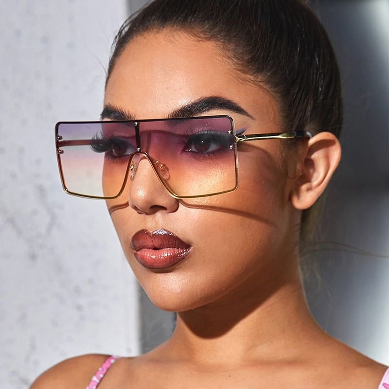 Retro Oversized Square Shaped Elegant Ladies Sunglasses