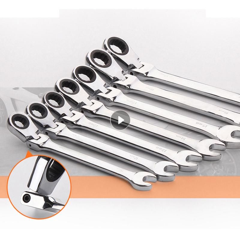 (7mm)Flex-Head Ratchet Wrench Set 6-11mm Tooth Gear Ring Torque Socket Spanner Car Repair Hand Tool Ratchet Combination Metric Wrench