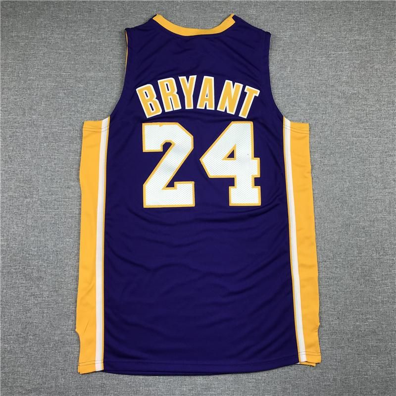 Kobe Bryant lakers 24 violet gold basketball jersey men's pullenV mesh breathable sports vest