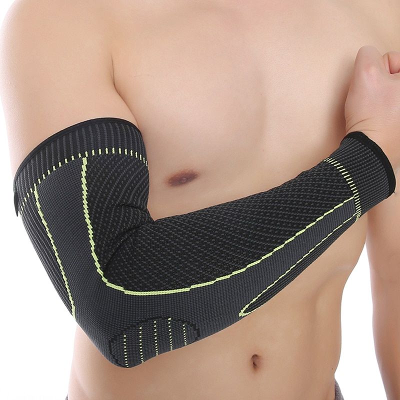 New Style Simple Elasticity Sports Ty Series Green Stripe Elbow Pad Armguards  ST2577