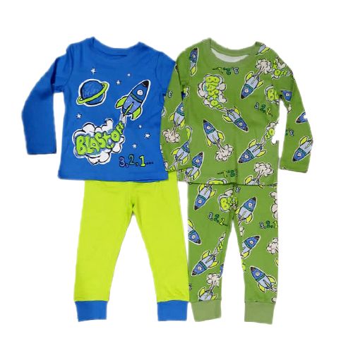 Pyjamas 2 Pack Long Sleeve Top And Pants Blue