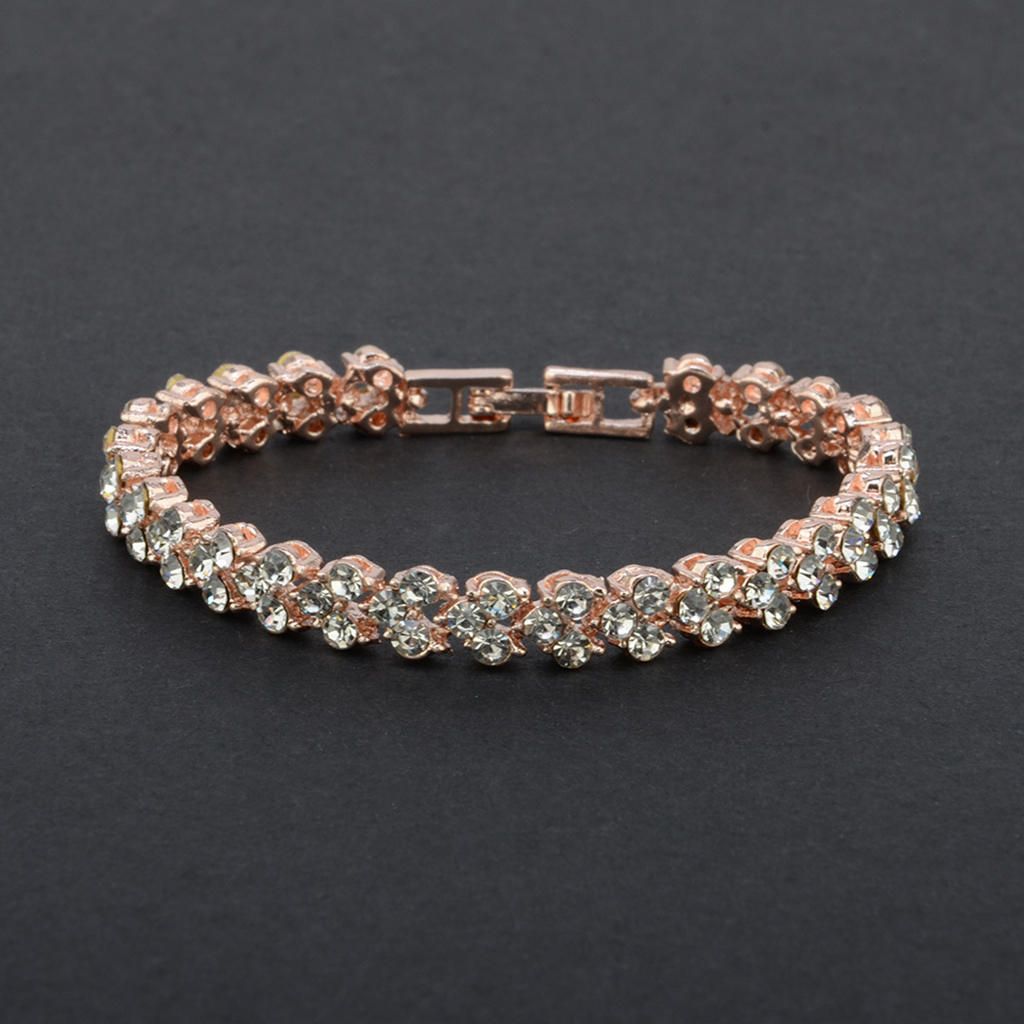 Cubic Classic Tennis Bracelet Adjustable For Casual Party Golden