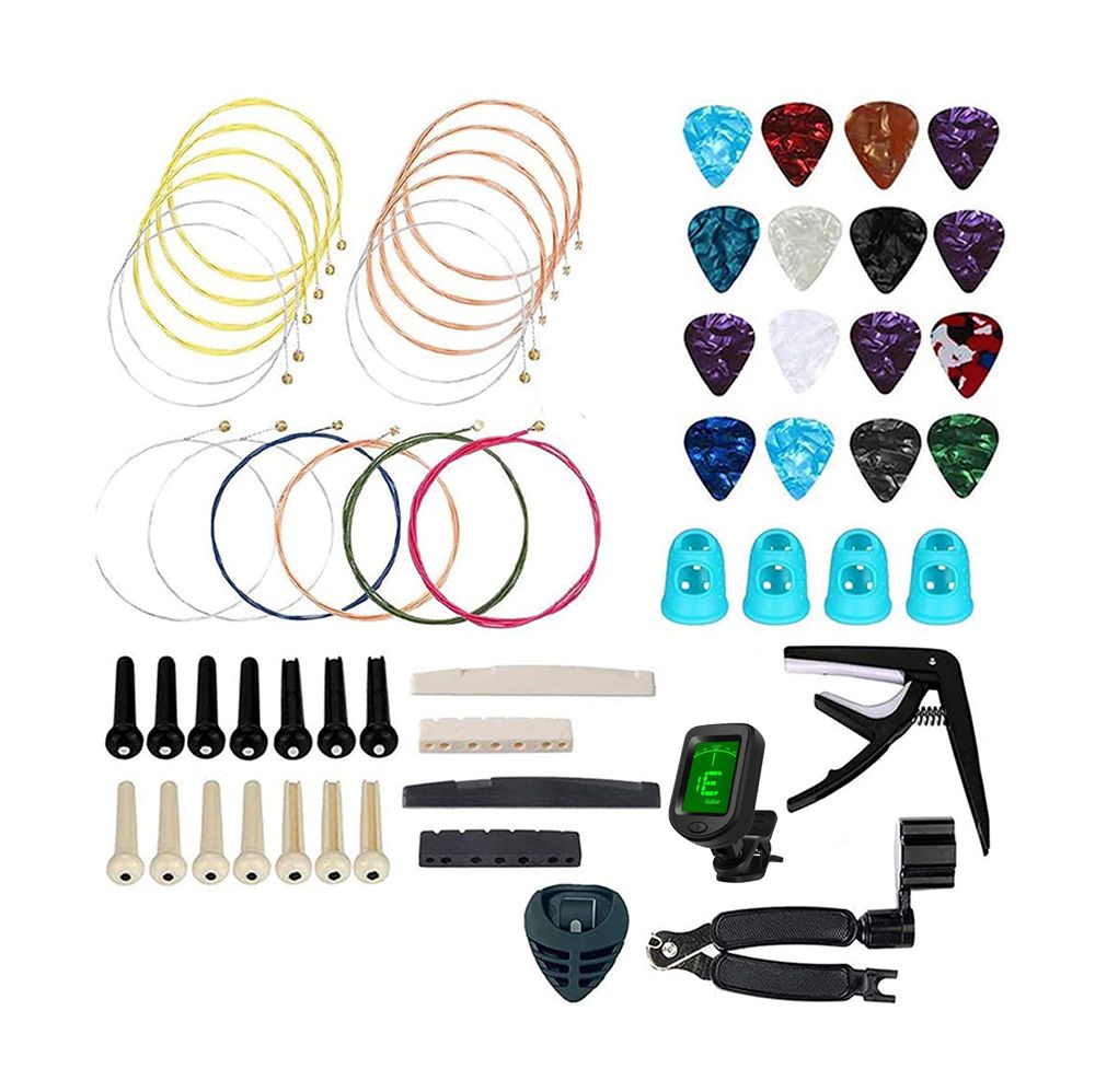 Guitar Accessories Kit Acoustic Guitar Tools Strings Tuner