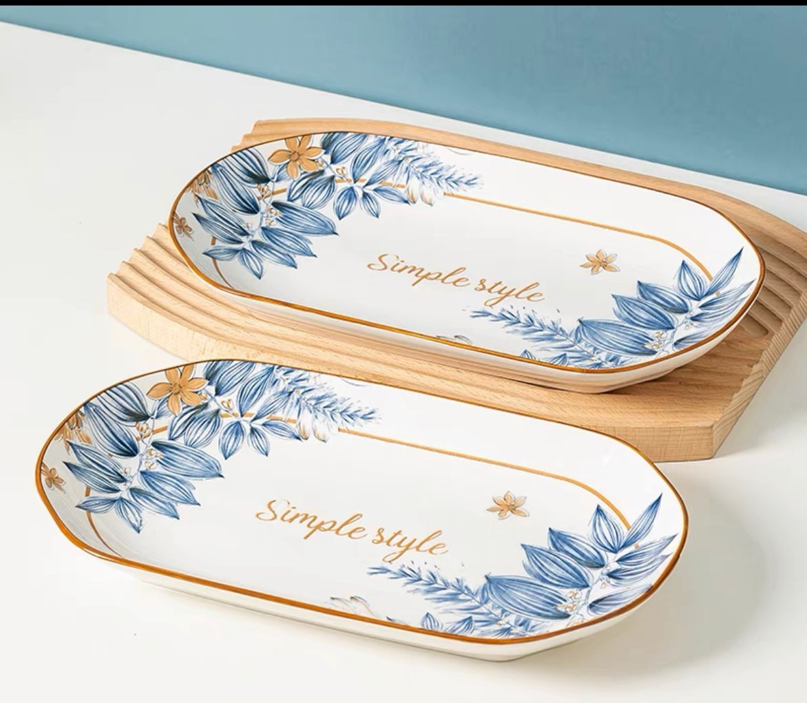 Simple Style Ceramic Glass Bowl Plate(2pcs)