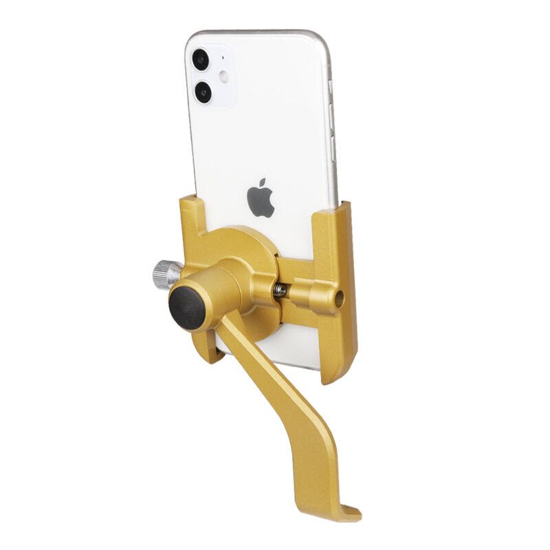 Bike Phone Holder 55-100mm Width Adjustable Phone Mount Waterproof 360° Rotation Phone Stand For Cycling Gold Handlebar Type