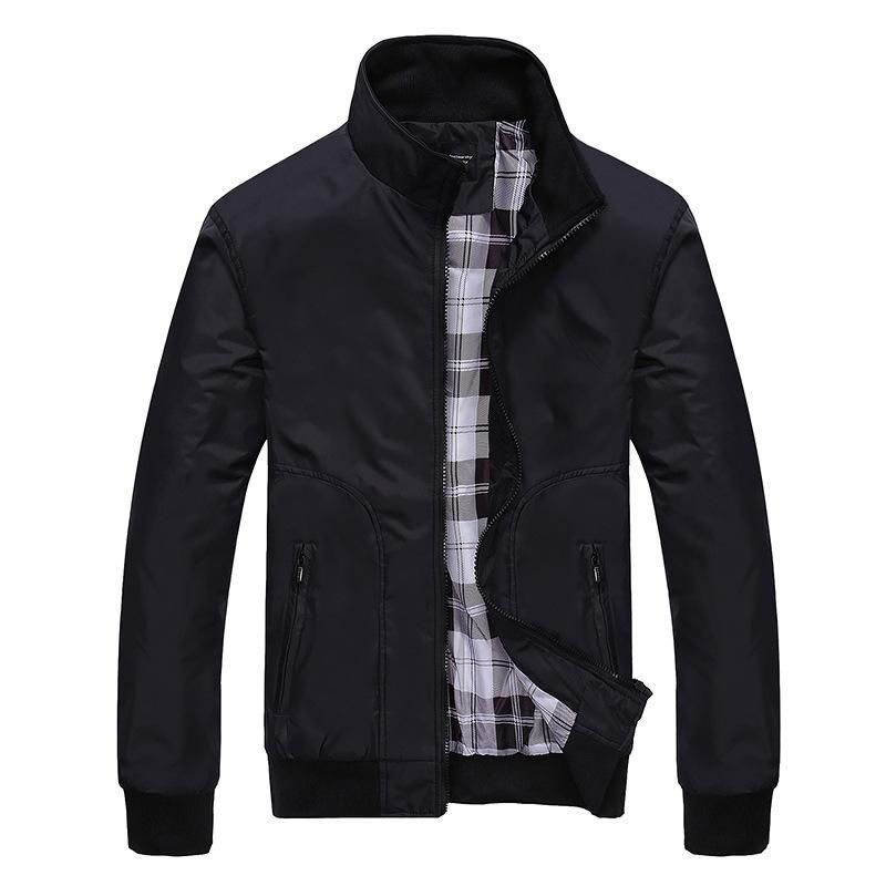 Men's Jackets Stand Collar Baseball Jackets Black