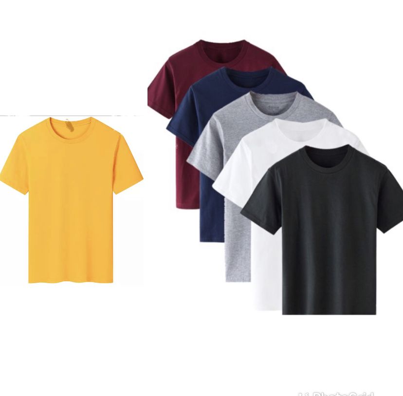 6 In 1 Unisex T- Shirt Round Neck Plain Black  Polo Tees