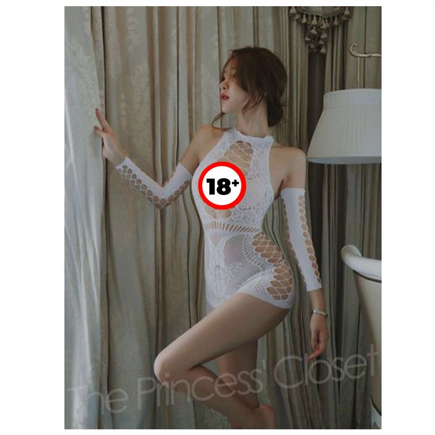 N17 Sexy Lace Hollow Lingerie Nightwear & Nightdress-White