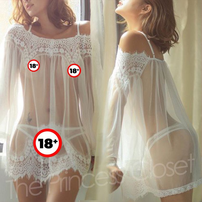 N14 Lace Transparent Lingerie Underwear & Nightdress-White