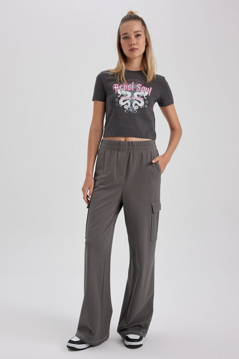 Woman Coool Straight Fit Knitted Trousers - Grey