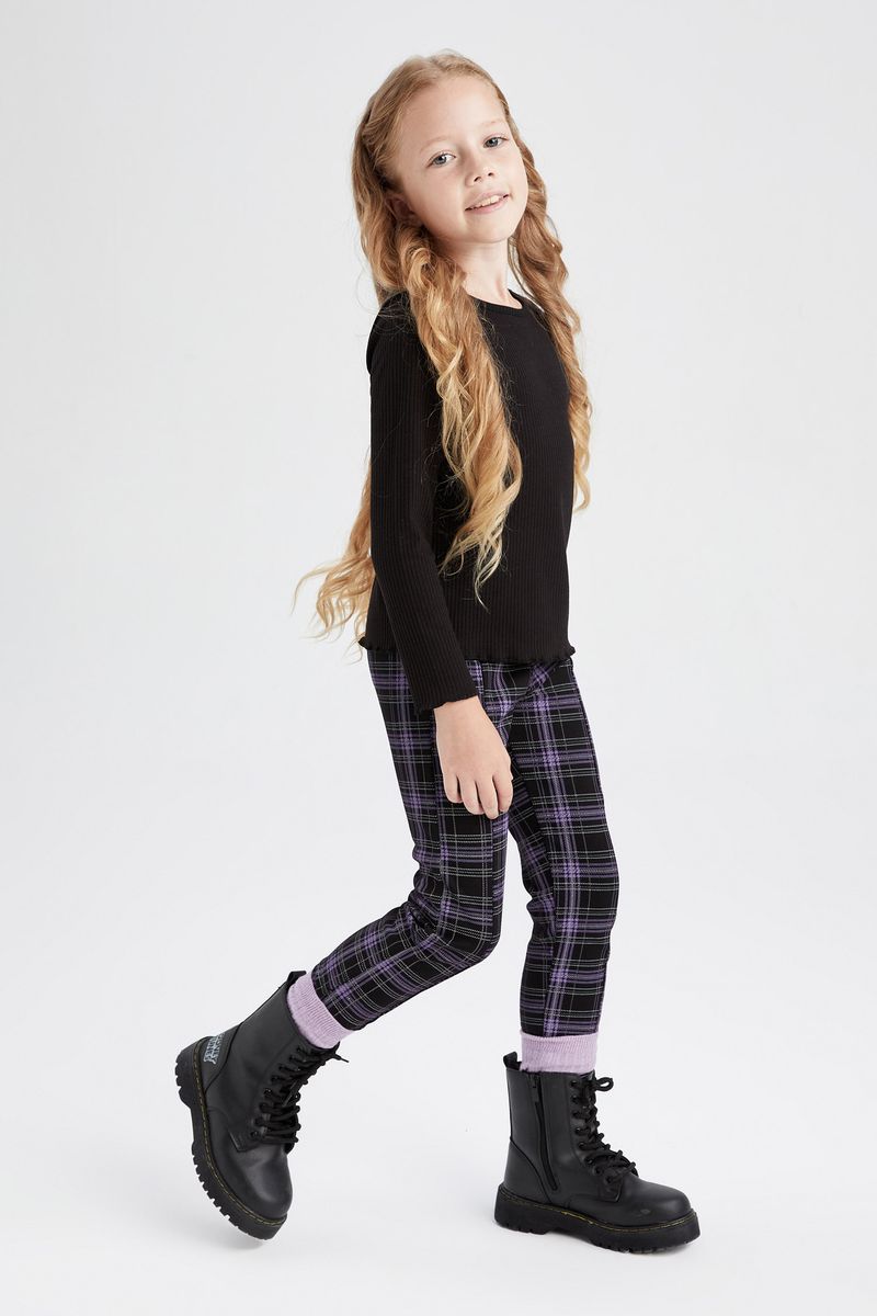 Girl Knitted Legging Fit Leggings -Anthracite