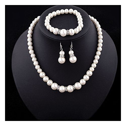 Elegant Diamond Jewelry Set; Necklace, Earrings, & Bracelet