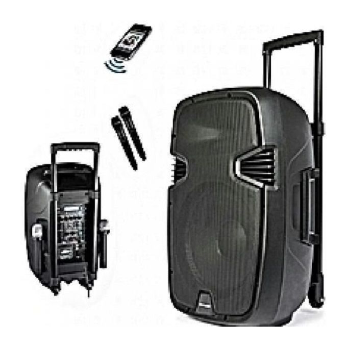 Rechargeable Trolley Speaker With Two Wireless Microphones & Bluetooth 8 