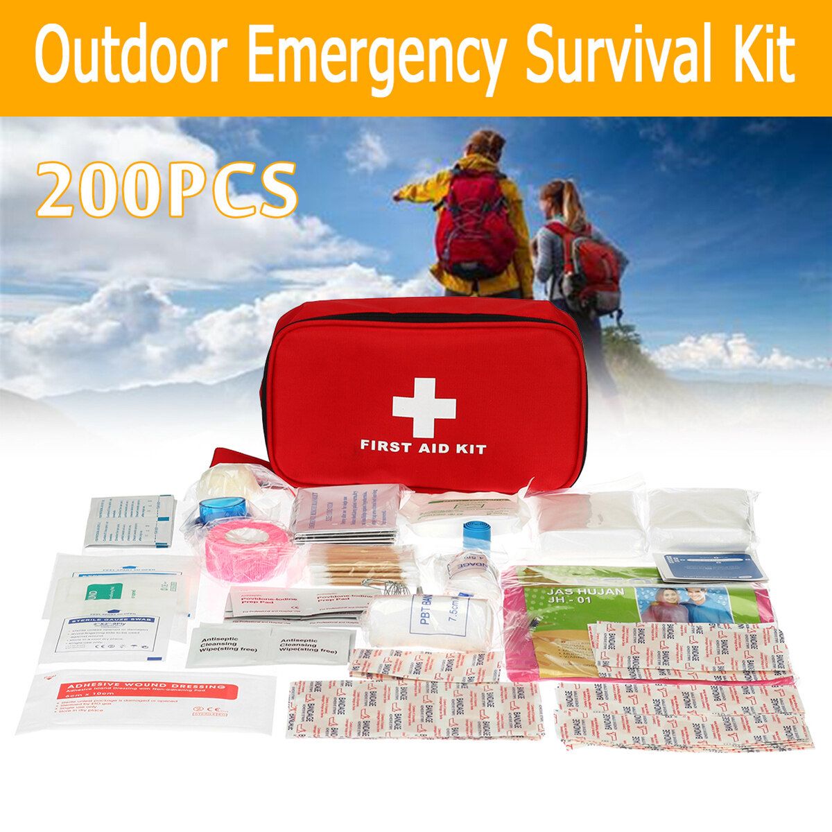 451/200Pcs Outdoor Survival First Aid Kit SOS Emergency For Home Office Car Boat Camping Hiking Travel Or Adventures 200pcs