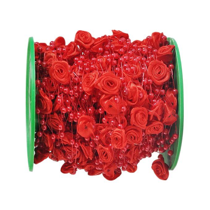 Pearl Garland Beads Chain Trim DIY Wedding Bride Craft Accessories Red