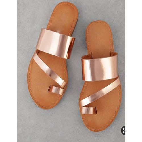 Ladies Women Beneficial Slippers -GOLD FLAT LADIES SLIDES