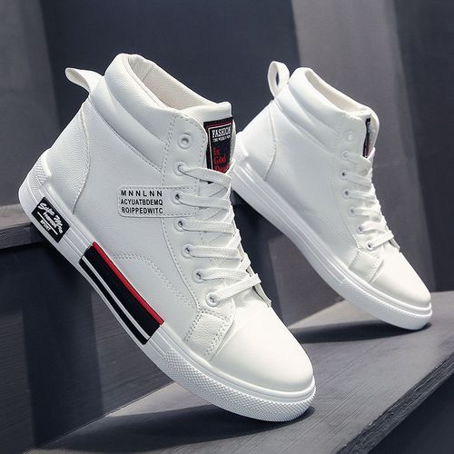 Men's PU Leather Cool Boots Shoes-White