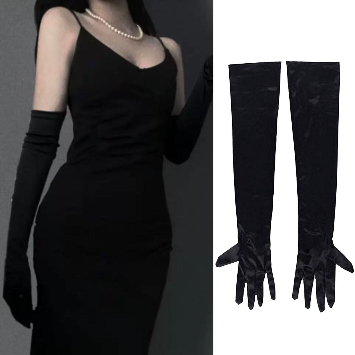 1 Pair Women Colorful Over Elbow Long Black