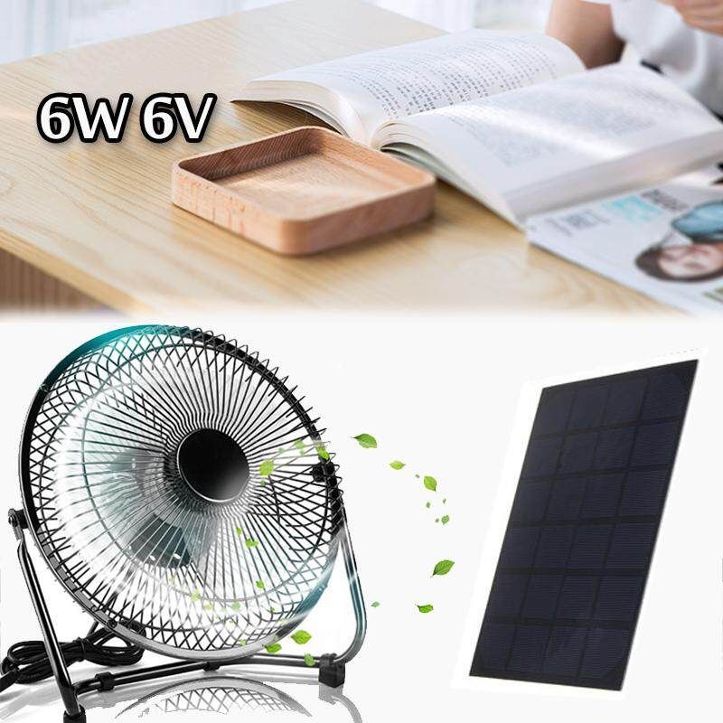 6W 6V 8'' USB Iron Solar Powered Panel Fan For Outdoor Home Cooling Ventilation NEW