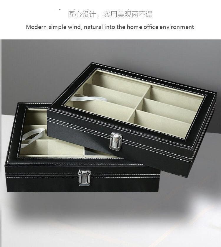 Wholesale PU Leather 8 Bit Glasses Storage Box Glasses Jewelry Box Transparent Skylight Sunglasses Sunglasses Glasses Box 33.5*24*8.5cm individual packaging