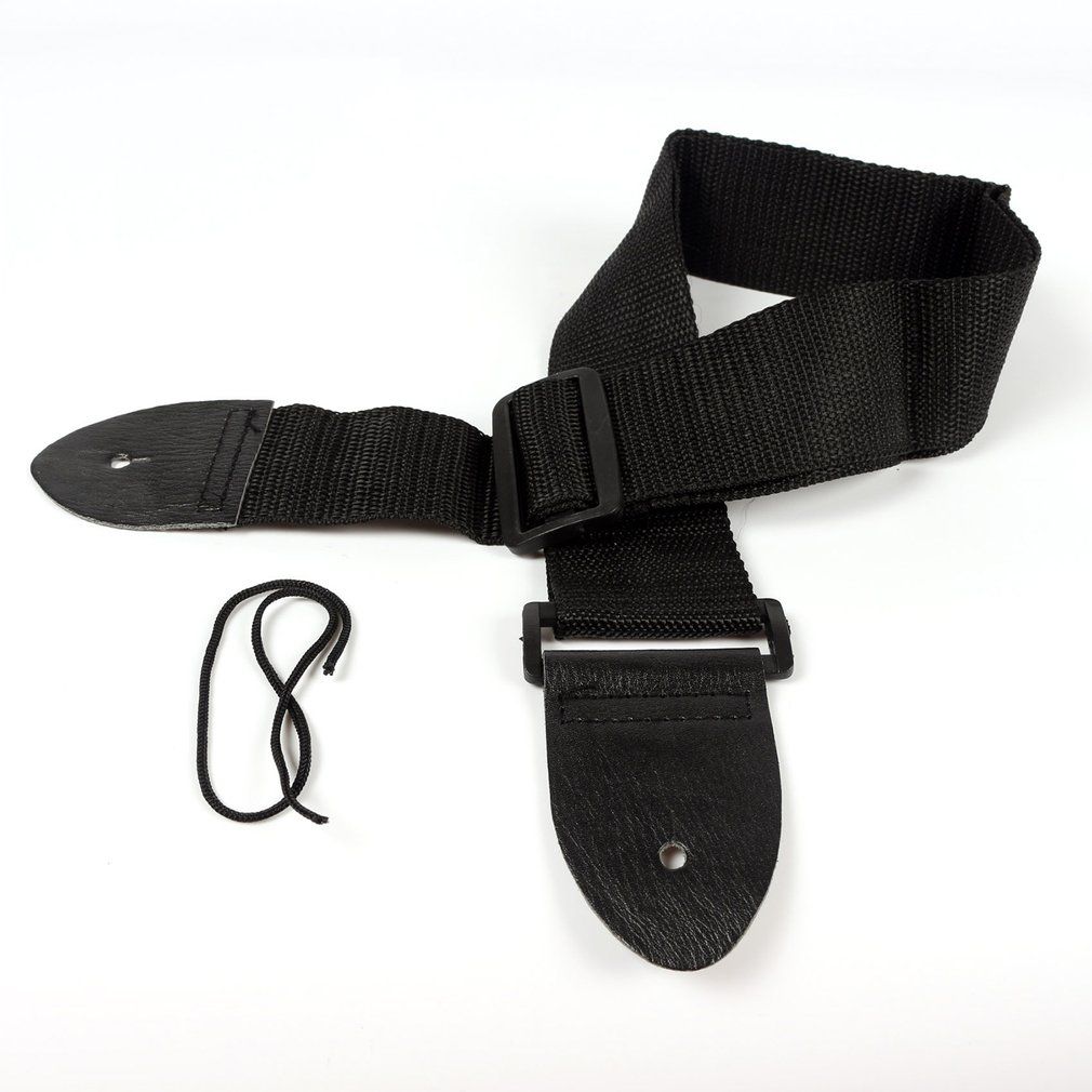 Adjustable Guitar Shoulder Strap Nylon Belt Leather Ends For Guitar Bass