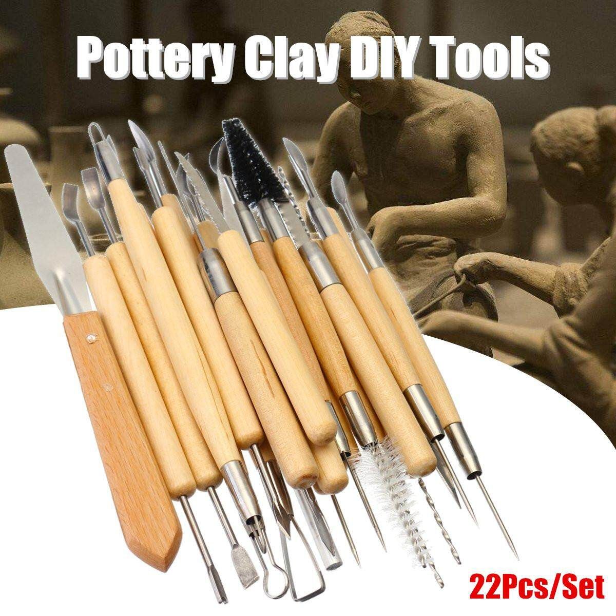 22PCS Pottery Clay Sculpting Polymer Modeling Carving Tools Craft Kit Xmas