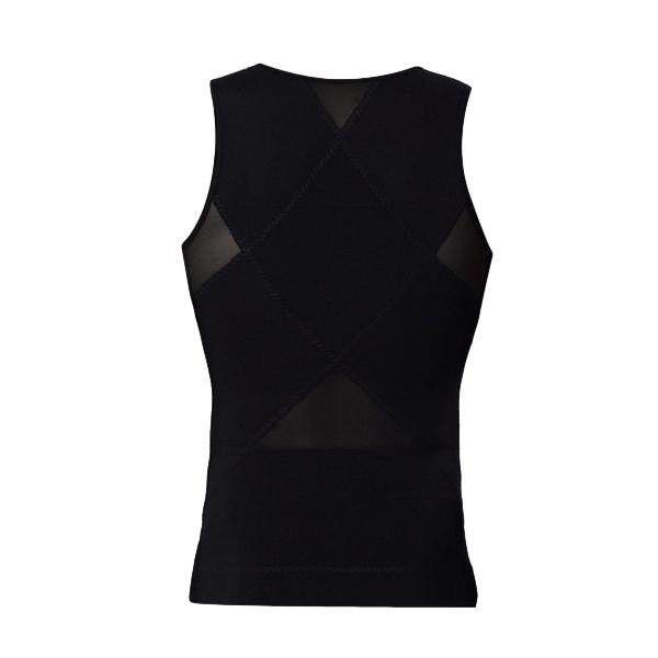 Men Compression Elastic Corset Zipper Body Shaper Tank Top Sports Sleeveless Underwear Black XL