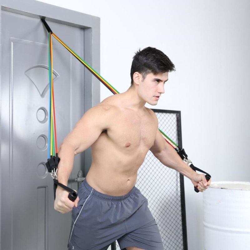 1PC Home Fitness Resistance Bands Fitness Yoga Pilates Latex Tube Training Over Door-black
