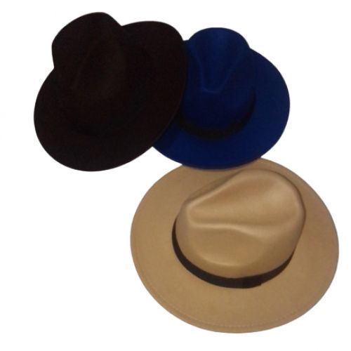 3 Fedora Hats (Royal Blue, Light Brown And Coffee Brown )