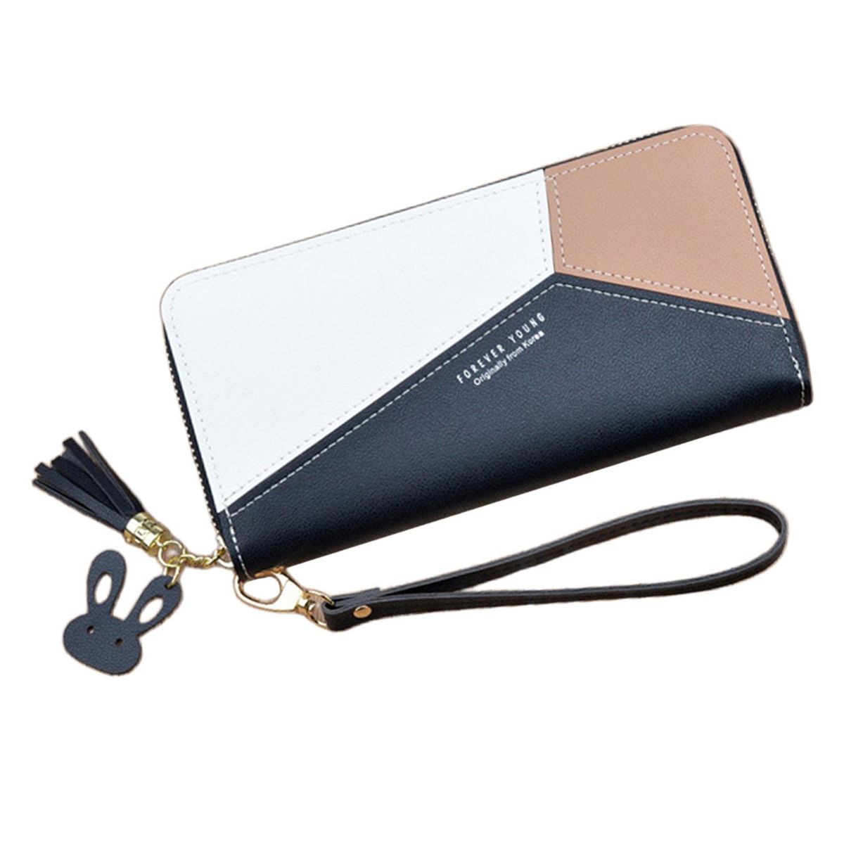 Women Wristlet Wallet Leather Clutch Tassel Purse Ladies Long Black