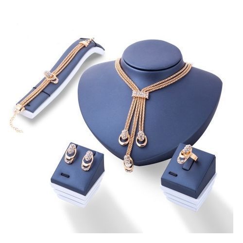Classic Jewelry Set; Necklace, Earring, Bracelet, Ring
