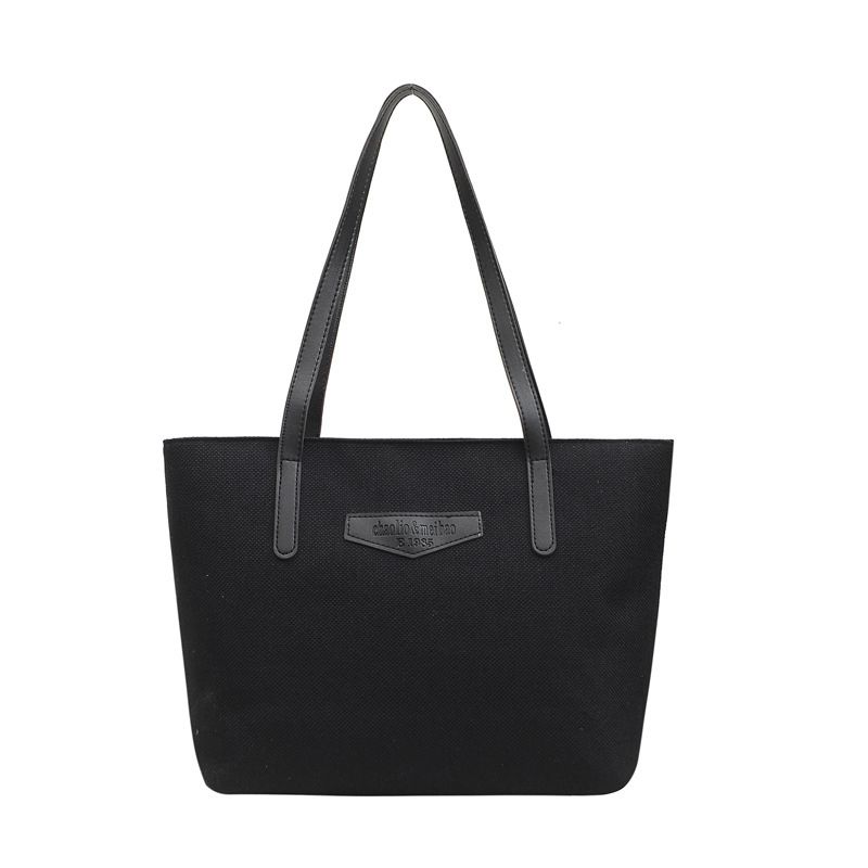 Ladies Tote Bag Knitted Fabric Women Handbag - Black