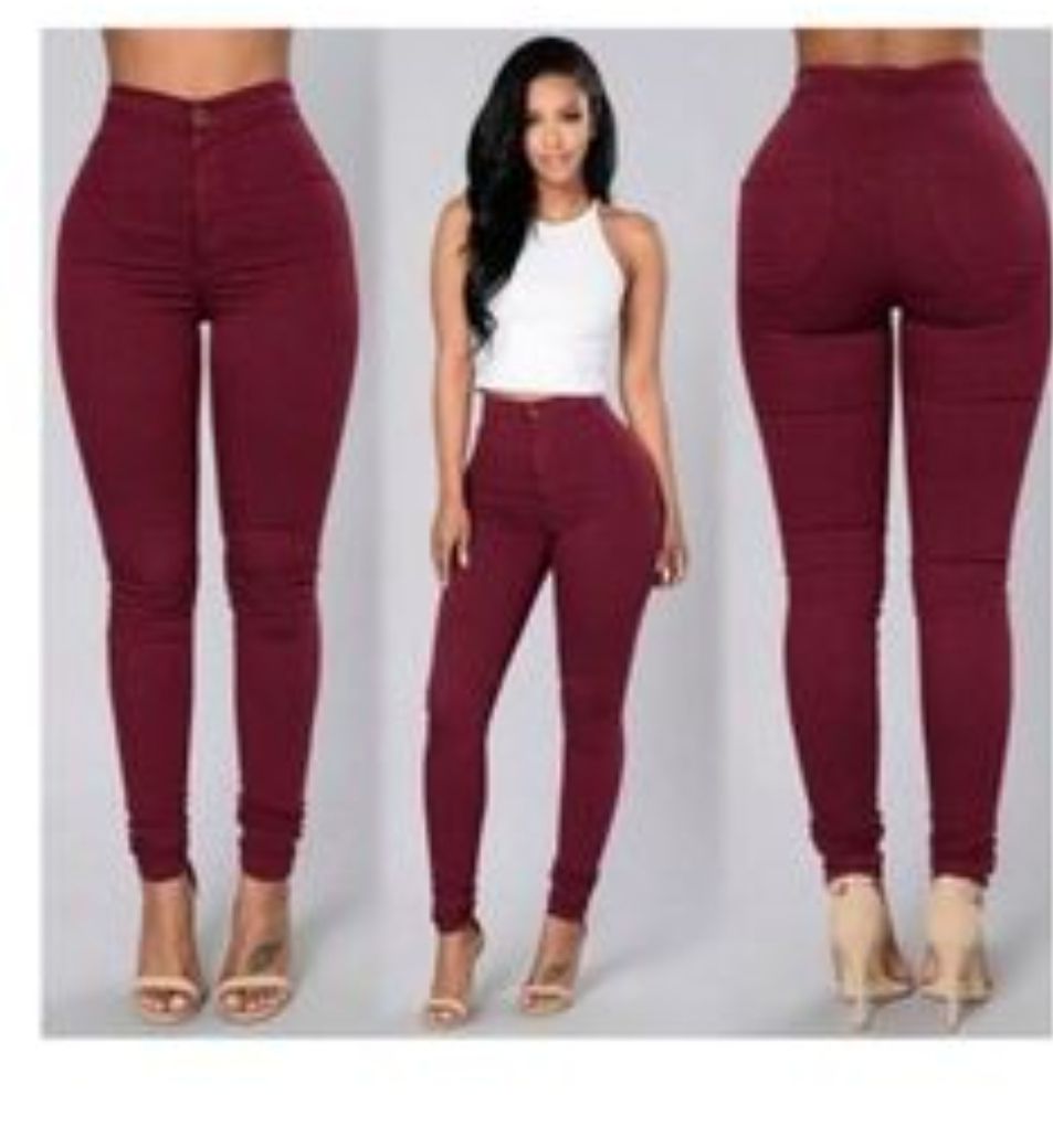 Wine Unique Ladies High Waist Skinny Fitted Jeans