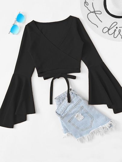 Surplice Crop Top-black.